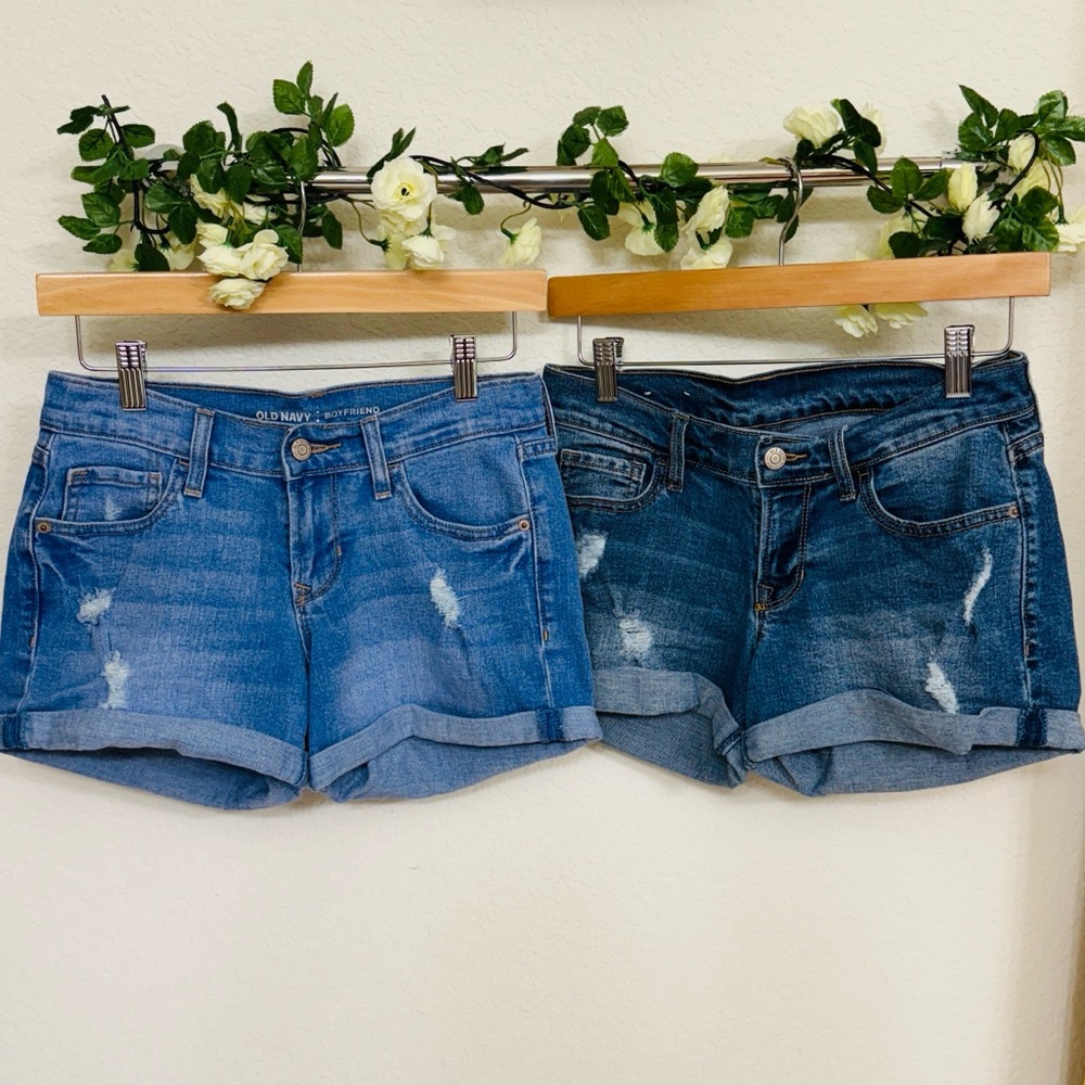 Old Navy • 2 Pairs of Denim Distressed Boyfriend Shorts